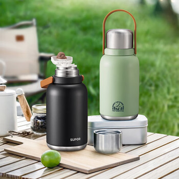 苏泊尔（SUPOR）随享保温壶大容量316不锈钢真空保温杯旅行壶1.3L高山绿KCV13AC10