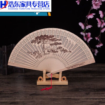 中国蘇州 硯屏 檀香宮扇 紅檀 紅木 工芸扇子 V7