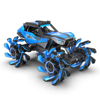 双鹰无线遥控爆炸轮特技玩具车攀爬越野车大号四驱高速男孩e385蓝色
