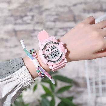 2022年新款手表女孩初中学生女童小学生防水防摔只看时间儿童电子少女