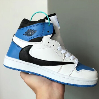 yijun闪电倒钩2023新款白蓝黑高帮休闲鞋男女篮球鞋ins帅气aj时尚鞋36