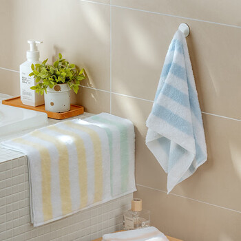 内野（UCHINO）无捻纱毛巾3条装清新条纹洗脸洗澡毛巾抑菌柔软吸水洗脸巾