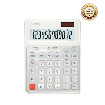 卡西欧（CASIO）3度人体工学计算器DE-12E 台式办公计算器人体工学阶梯按键