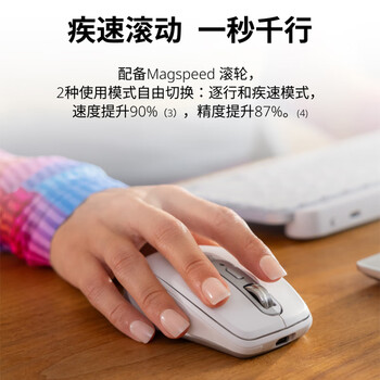 罗技（Logitech）大师系列 MX Anywhere 3S 静音鼠标 无线蓝牙双模 商务办公 便携 茱萸粉 接收器另购 苹果鼠标适配