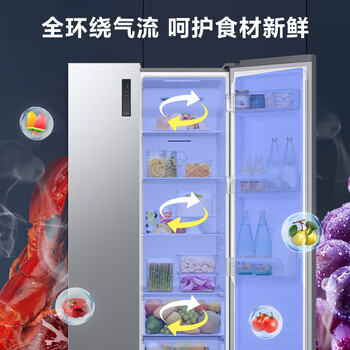 三星冰箱.516L对开双门超薄冰箱全环绕循环家用制冰风冷无霜净味除菌 银【企采购】