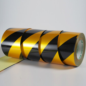 天章（TANGO）PET反光警示胶带100mm*45米骑行反光贴路面车身衣服黑黄斜纹斑马宽胶带地标线地面安全标识