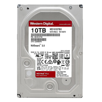 西部数据（WD）NAS机械硬盘 WD Red Plus 西数红盘 10TB 7200转 256MB SATA CMR 网络存储 3.5英寸 WD101EFBX