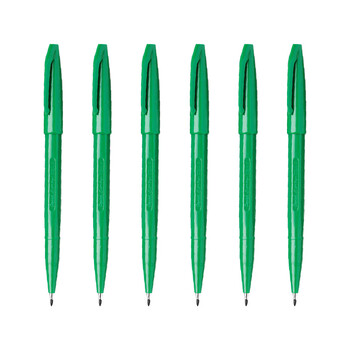 派通（Pentel ）签字笔草图勾线笔速写漫画手绘笔设计构图笔秀丽笔记号笔S520绿色6支装