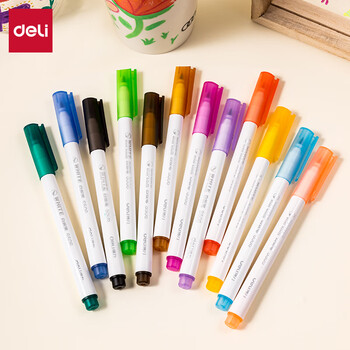 得力(deli)儿童彩色可擦白板笔益智学生文具套装 马克笔水彩笔家庭涂鸦绘画 12色 S506 儿童节礼物