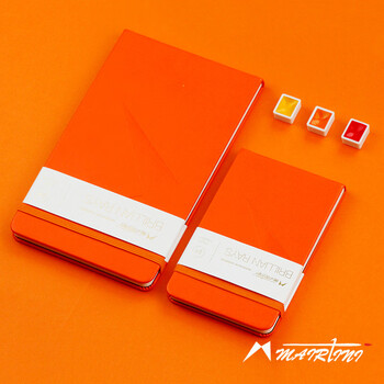 马蒂尼光芒 水彩本 手帐旅行A6棉浆水彩纸中粗纹理200g海螺橙BR-R601 翻翻乐画画本