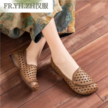 fryhzh意迪森妈妈凉鞋女夏季新款镂空单鞋女洞洞鞋中老年软底复古女