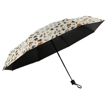 C'mon 防晒太阳伞五折遮阳伞女防紫外线口袋伞晴雨伞 泰迪熊五折伞