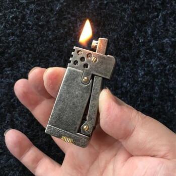 lism 老式煤油打火机 复古怀旧侧压煤油打火机火石 做旧银色