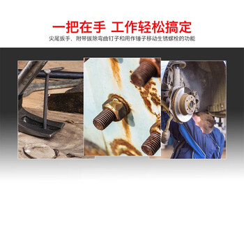 罗宾汉（RUBICON）棘轮尖尾扳手 RCH-17X19 多功能扳手 羊角锤17mm 19MM套筒 拔钉锤