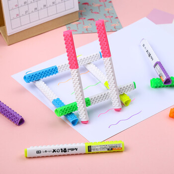 【开学必备】旗牌（Shachihata）BLOX系列可拼接糖果记号考试标记重点水性笔软芯笔荧光笔 0.4-4.0mm 荧光橙 KTX-FF