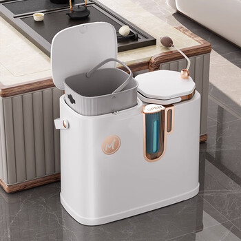 欧湃(OLPAU)垃圾桶按压式20L方形白色茶水桶茶渣桶大号带盖干湿分离废水桶 欧湃(OLPAU)垃圾桶按压式20L方形白色茶水桶茶渣桶大号带盖干湿分离废水桶