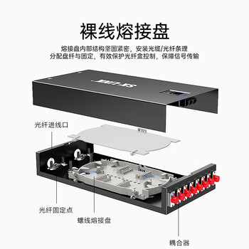SK-LINK 桌面式光纤终端盒 4口8芯单模LC满配尾纤法兰盘 光缆熔接盒 光纤续接盘 配线架SK-GXH4SM-2LC
