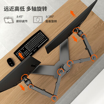 LUCKPRO 四屏显示器支架 电脑屏幕支架 金融炒股4连屏拼接显示器增高架 底座式桌面支架15-30英寸