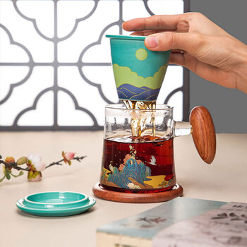 平仄故宫文创瓷杯带盖玻璃茶水分离杯高颜值礼物送礼御花园彩盒无杯垫