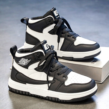 安踏aj男童鞋子球鞋春秋新款儿童运动鞋皮面中大童女童休闲板鞋童鞋