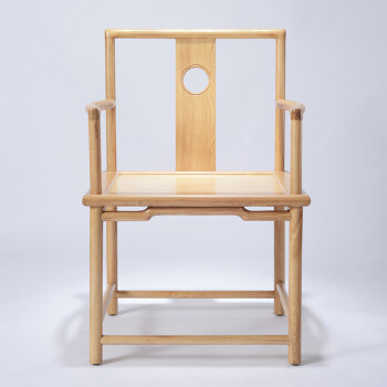 致泽新中式禅意主人椅茶桌主椅泡茶椅子白蜡木太师椅全实木单人扶手椅 原木色