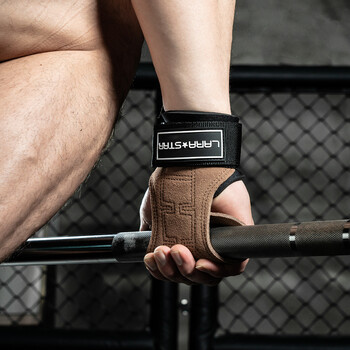 劳拉之星助力带牛皮健身护掌防起茧引体向上护腕硬拉手套单杠 棕双只 劳拉之星助力带牛皮健身护掌防起茧引体向上护腕硬拉手套单杠 棕双只