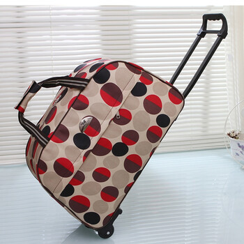 拉包学生大容量手提拉杆旅行包行李厢时尚里女行李包游行男 流行红点