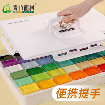 青竹画材（CHINJOO）流光白42格80ml长方杯无甲醛水粉套装12件套美术写生【全网低价】
