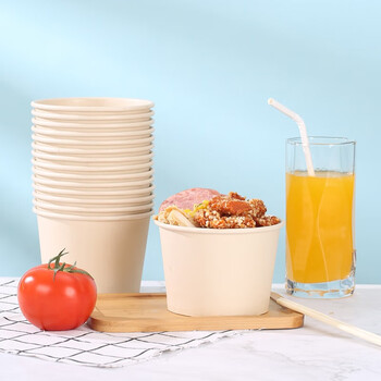 芳草地 一次性竹纤维本色加厚纸碗1000ML*100只 不带盖小吃碗野餐便捷