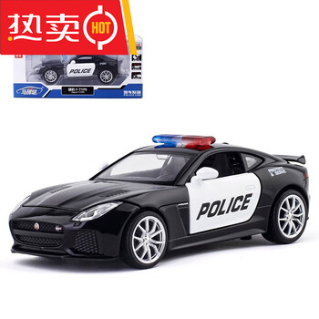 gt跑车赛车宝马汽车模型开门合金车模玩具车回力灯光可仿真 捷豹警车