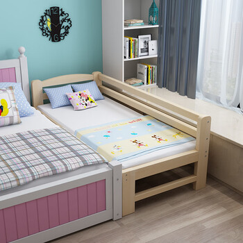 芊溪月床加宽实木床松木床床架婴儿加宽床单人床拼接床加长定做 长180