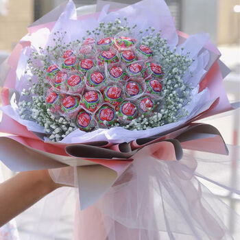 养乐多配送南京北京生日鲜花速递同城 【 一生爱你】33颗棒棒糖花束