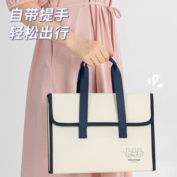 得力（deli）A4/13格横式布质风琴包 多层文件夹包边学生试卷收纳袋 办公文件袋手提包资料册 颜色随机 P51