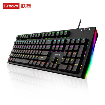 联想（Lenovo） K104 有线机械键盘 RGB光效 适用拯救者R9000P/Y7000 游戏电竞办公键盘 104键 吃鸡键盘 黑色红轴