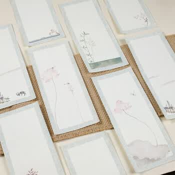 宛陵文韵红莲含桃-国风手札蜡染信笺作品纸一笔笺小楷毛笔书法专用纸书签便签练习纸半生熟花笺小纸条古风