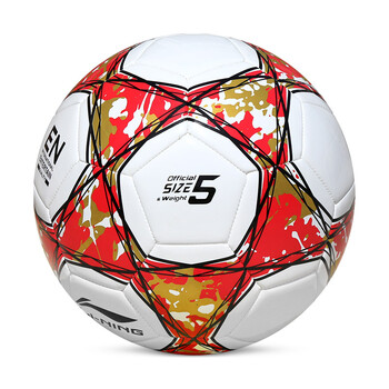 李宁(LI-NING)足球5号球考试训练耐磨 防滑机缝缠纱橡胶内胆 白红金 LFQK671-2 李宁(LI-NING)足球5号球考试训练耐磨 防滑机缝缠纱橡胶内胆 白红金 LFQK671-2