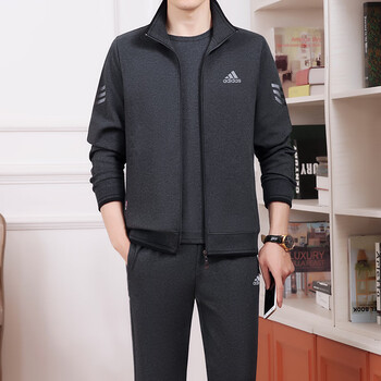 阿迪达斯 (adidas) 阿迪达斯运动套装秋季男士中老年三件套大码休闲