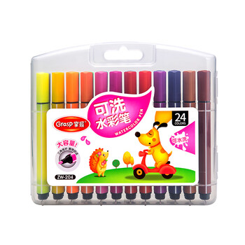 掌握(GRASP)24色三角杆水彩笔儿童可水洗大容量涂鸦画笔欧盟认证水彩绘画笔套装ZW-204-24水彩笔 掌握(GRASP)24色三角杆水彩笔儿童可水洗大容量涂鸦画笔欧盟认证水彩绘画笔套装ZW-204-24水彩笔