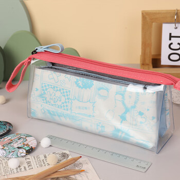 三木（SUNWOOD）二次元高透PVC动漫笔袋设计铅笔盒小众大容量文具盒收纳袋 6102 墨色