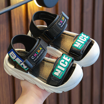 巴布豆(bobdog)儿童凉鞋夏男童外穿软底防滑沙滩宝宝小孩包头护趾卡通