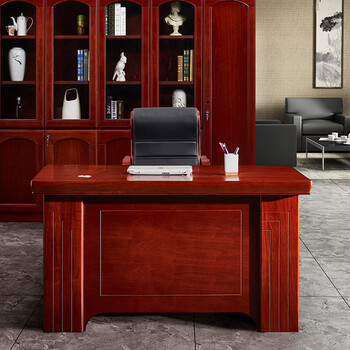 中伟（ZHONGWEI）E0级老板桌办公桌油漆商务办公室实木贴皮主管桌职员办公桌1.4米