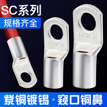 安达通 SC窥口铜线鼻子 接线端子短线鼻单压船用铜镀锌接头 50-10(20只) 安达通 SC窥口铜线鼻子 接线端子短线鼻单压船用铜镀锌接头 50-10(20只)
