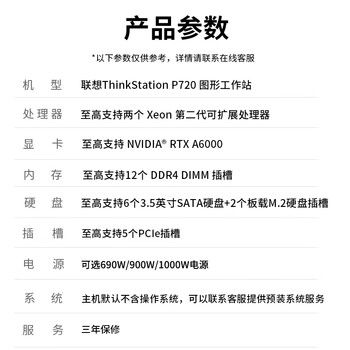 联想（Lenovo）P720图形工作站 视频剪辑 地质能源勘测 高性能电脑 2*金牌5218 128G内/1TB固态+4T/RTX4080