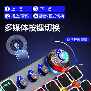 狼蛛（AULA）T500机械键盘鼠标套装 有线键鼠套装 游戏办公电脑键盘 蒸汽朋克 宏编程 带手托 黑色 青轴