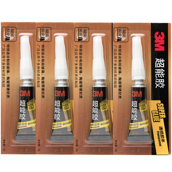 3M 胶水 透明快干胶 玻璃陶瓷木材金属塑料橡胶粘合速干胶水 AD118 4支装
