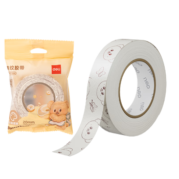 得力（deli）(deli)黄油小熊小卷芯美纹胶带 20mm*20y*145μm 1卷/袋 HY566