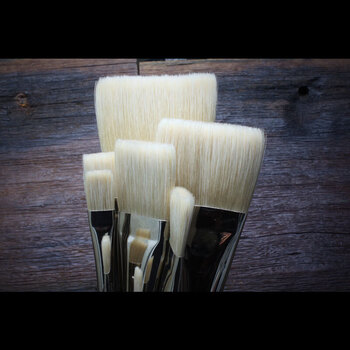 渡川舟文创澳洲猪鬃毛油画笔红胖子长杆硬毛丙烯油彩加厚笔刷140bn2