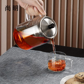 尚明玻璃茶壶耐高温茶水分离养生煮茶加热办公室茶具懒人泡茶器茶水壶 900ml单壶