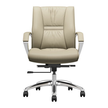富凯真头层牛皮办公椅职员椅会议椅老板椅人体工学电脑椅 B2213米白色