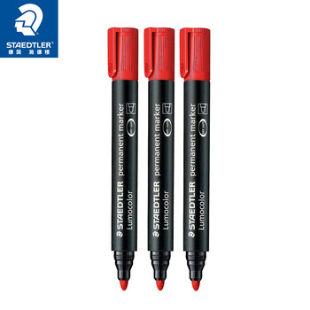 施德楼（STAEDTLER）油性记号笔 红色2.0mm防水速干勾线马克笔儿童美术光盘刻字办公用品3支装352-2